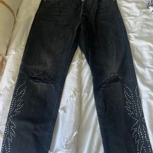 Levi's Jeans Womens 26x26 Ankle Black High Rise Studded Ripped